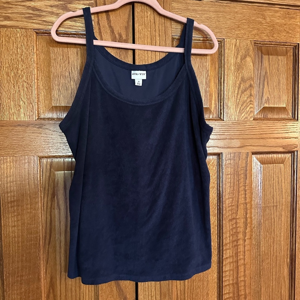 Ava & Viv Women’s Navy Blue Terrycloth Tank Top Size 1X